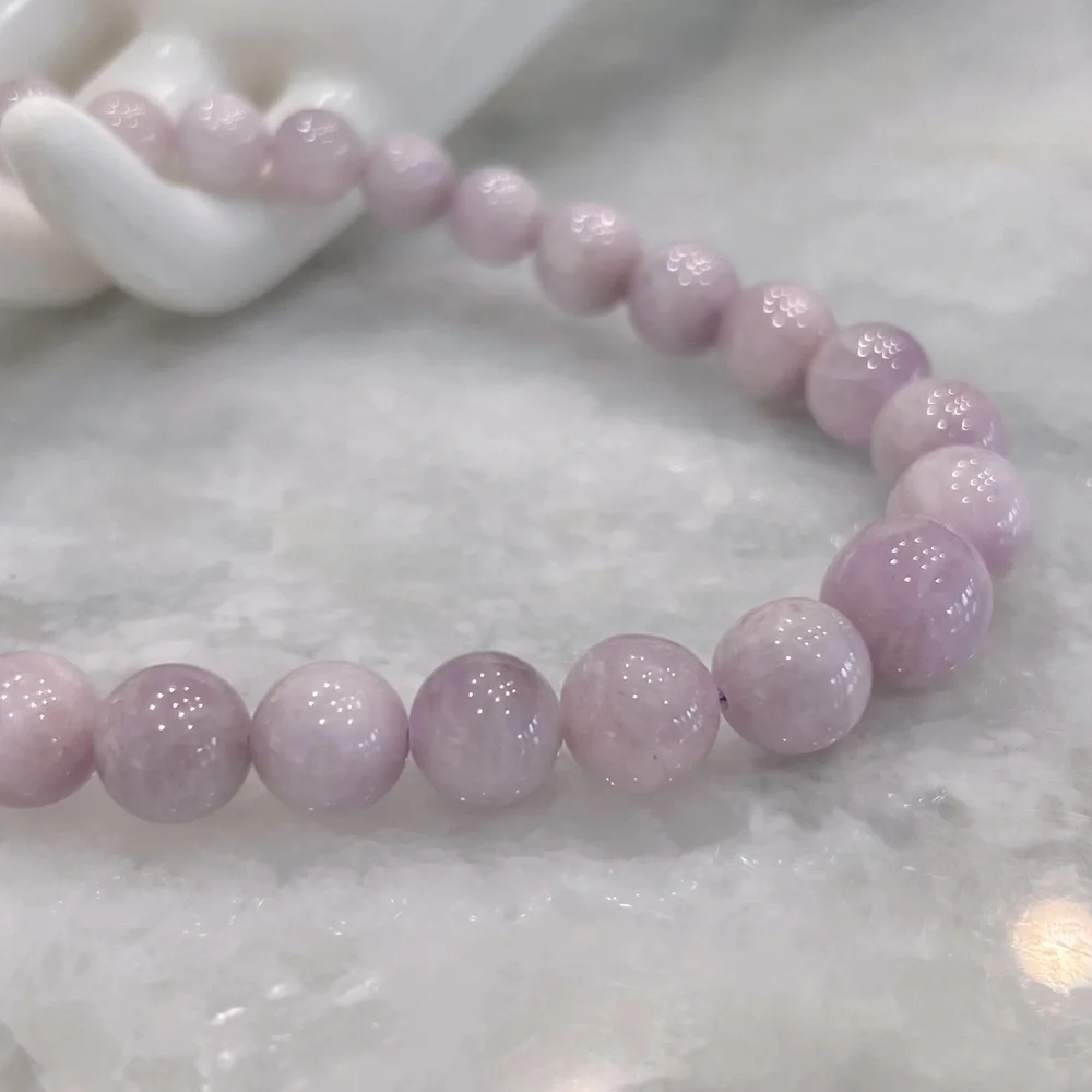 Kunzite Beaded Sterling Silver Magnetic Clasp Necklace